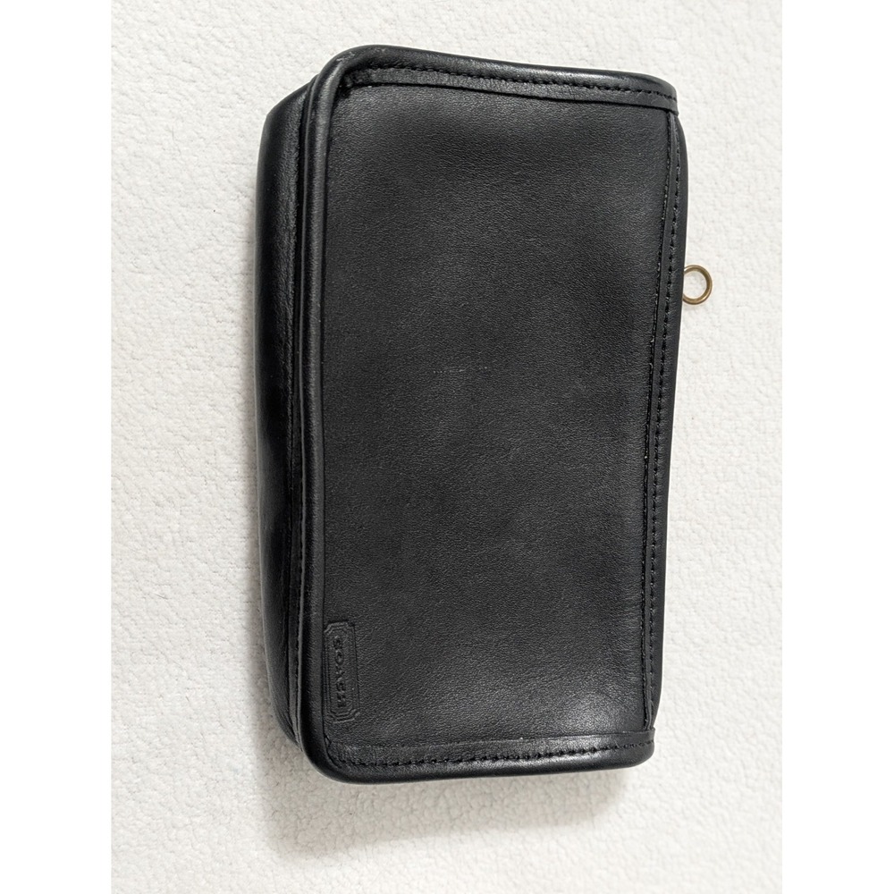 VTG Coach Black Leather Chunky Pouch Case Cosmetic Bag